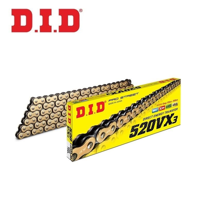 DID 520VX3 GOLD X-RİNG ZİNCİR-120 BAKLA DID-520VX3 (Gold)-120 BAJAJ DOMİNAR 250