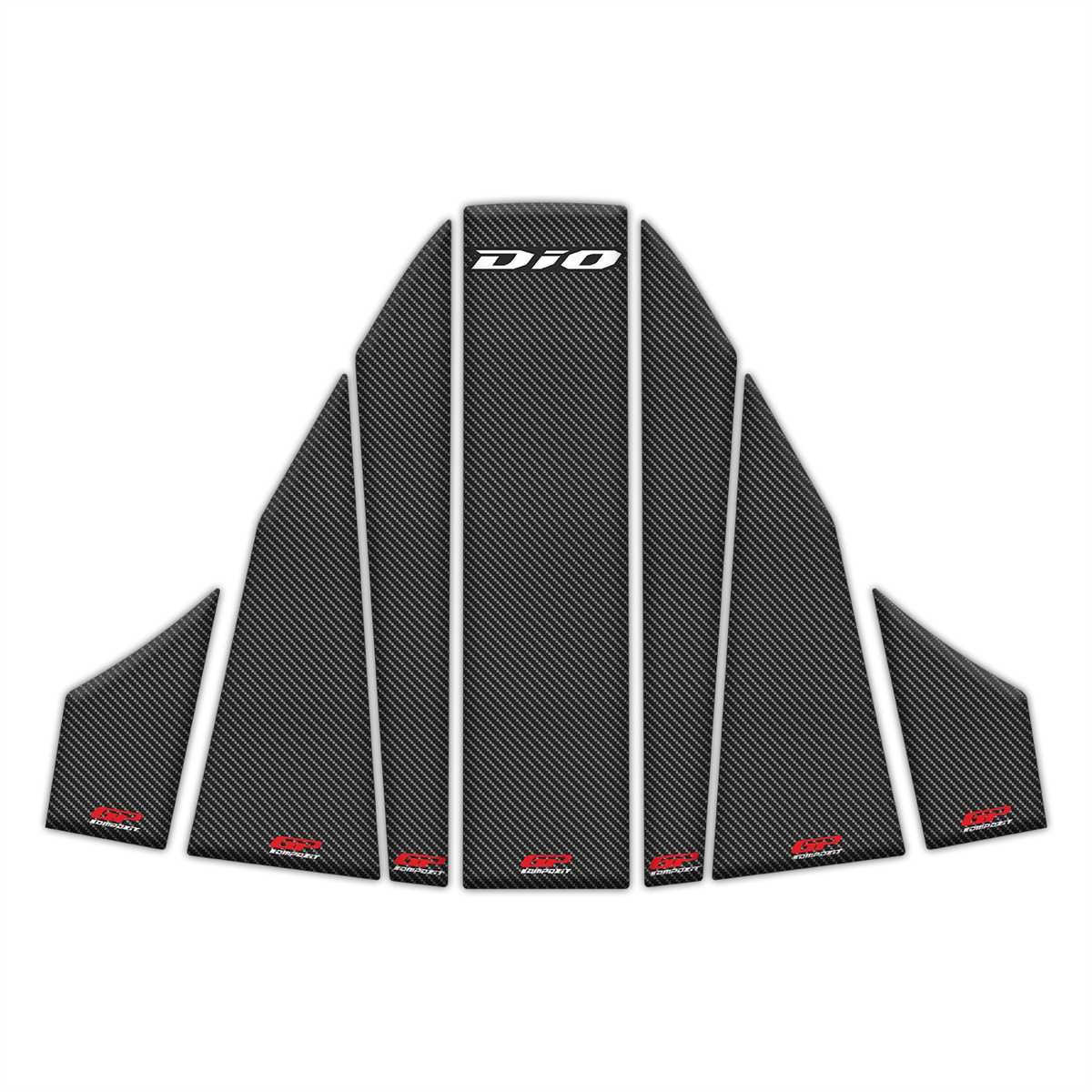 GP Kompozit Honda Dio 2021-2024 Uyumlu Tank Pad Seti Karbon