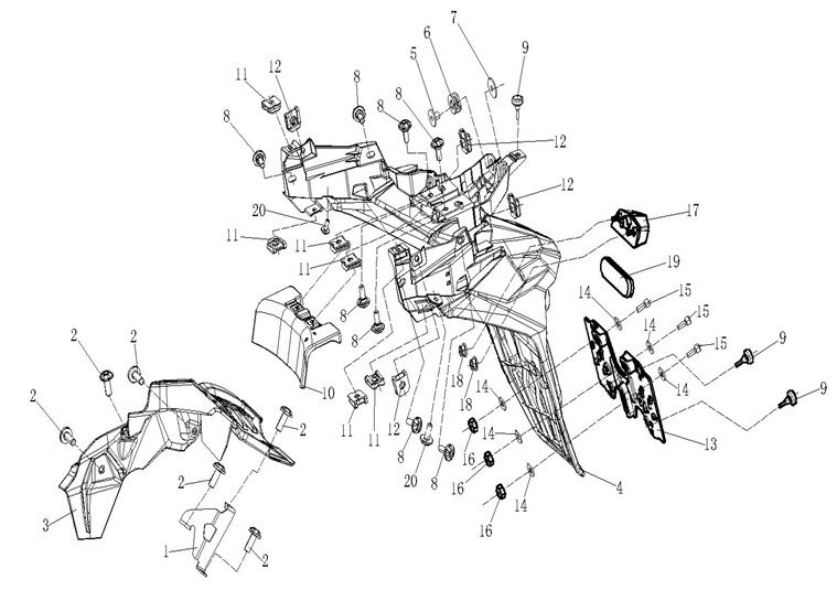 VOGE SR4 MAXİ 350 ARKA ÇAMURLUK BRAKETİ