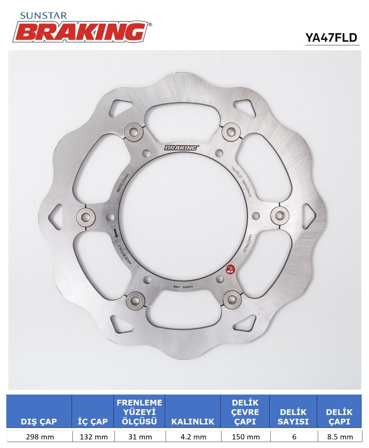 Yamaha WR X YAMAHA VR 125 X / XT 660 R / X / Z TENERE DALGALI ÖN FREN PERFORMANS DİSKİ