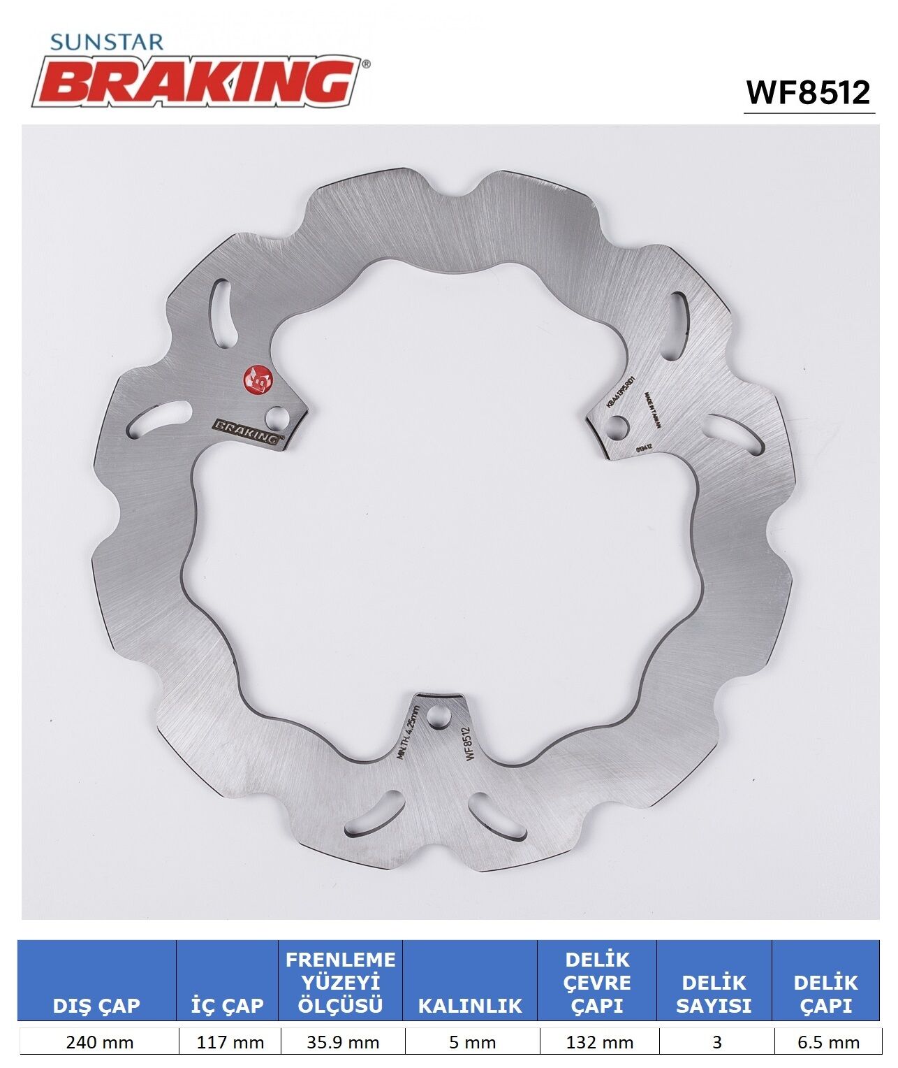 Yamaha X-Max / Iron Max YAMAHA X-MAX 250 DALGALI ARKA FREN DİSKİ ( ÜÇ DELİK ) ( 2010>2017 )