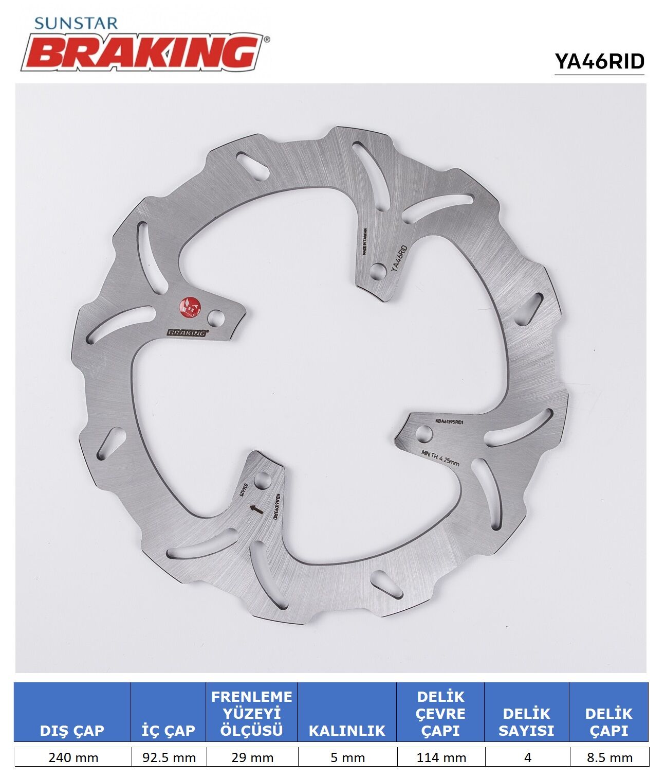 Yamaha X-MAX 250 YAMAHA X-MAX 250 / X-CITY DALGALI ARKA FREN DİSKİ (4 DELİK)