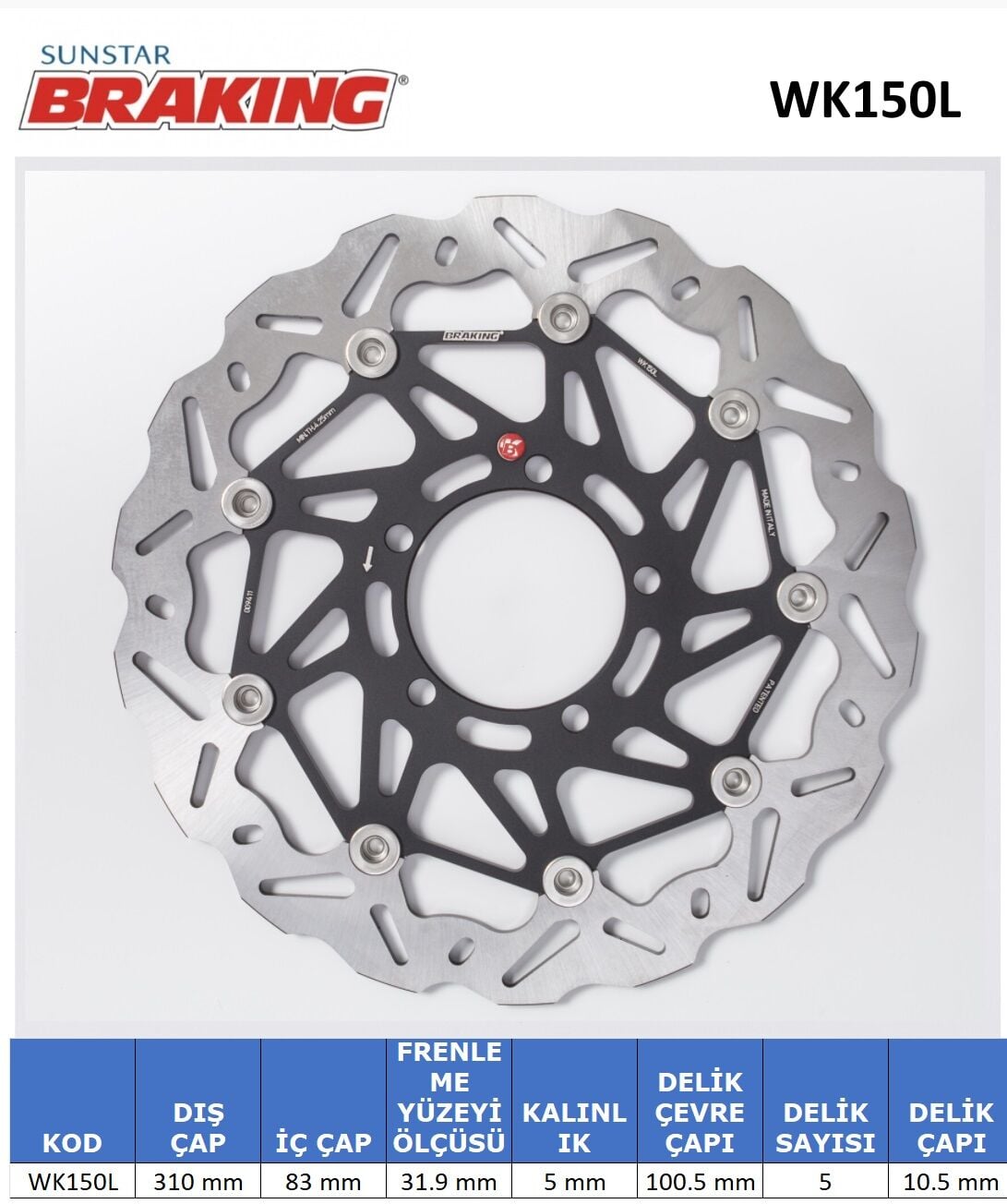 TRIUMPH STREET TRIPLE S 765 DALGALI  PERFORMANS FREN DİSKİ (SOL)