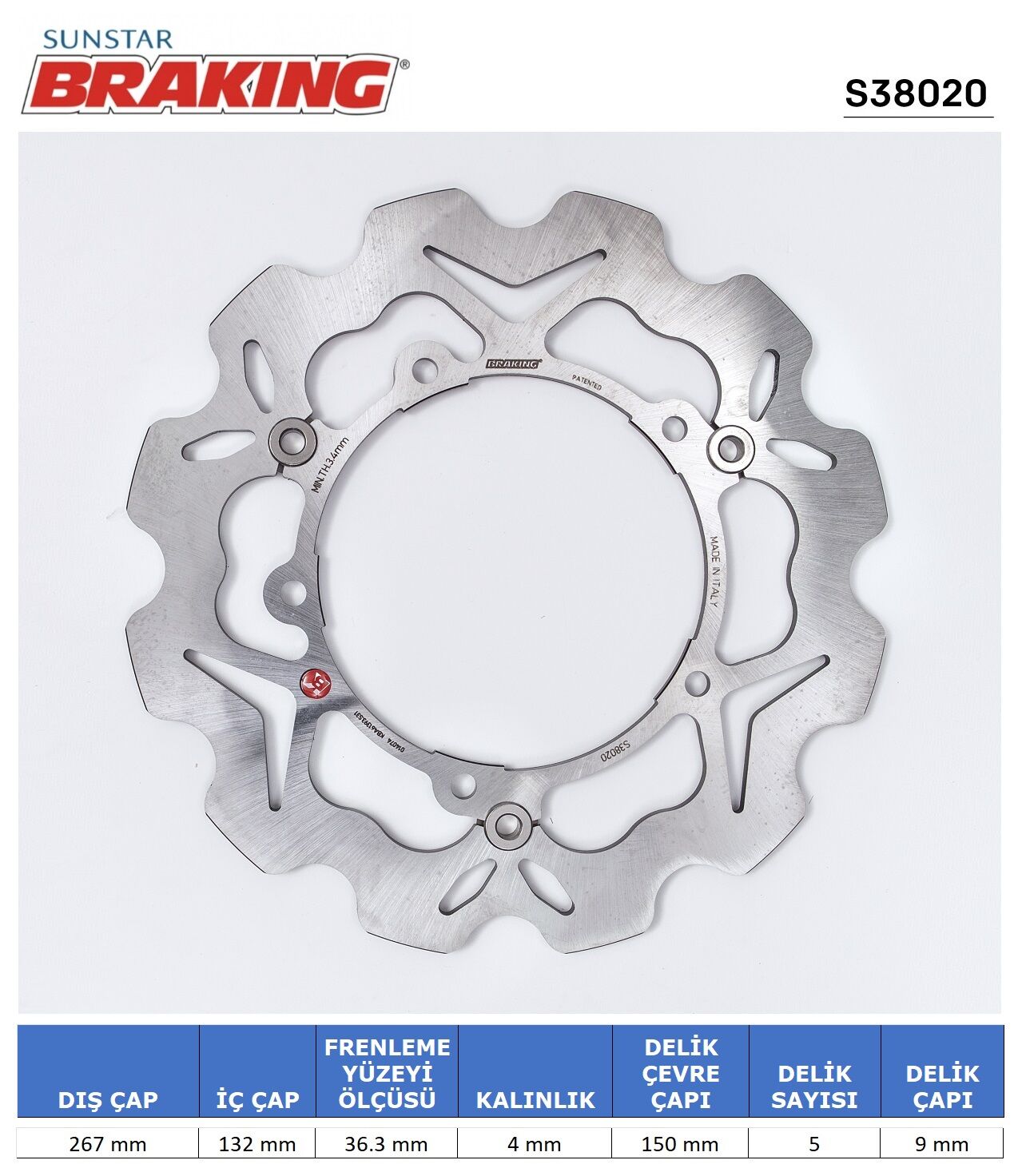 Yamaha T-MAX 530 YAMAHA MAJESTY 400 / T-MAX 530-560 DALGALI ÖN FREN DİSKİ