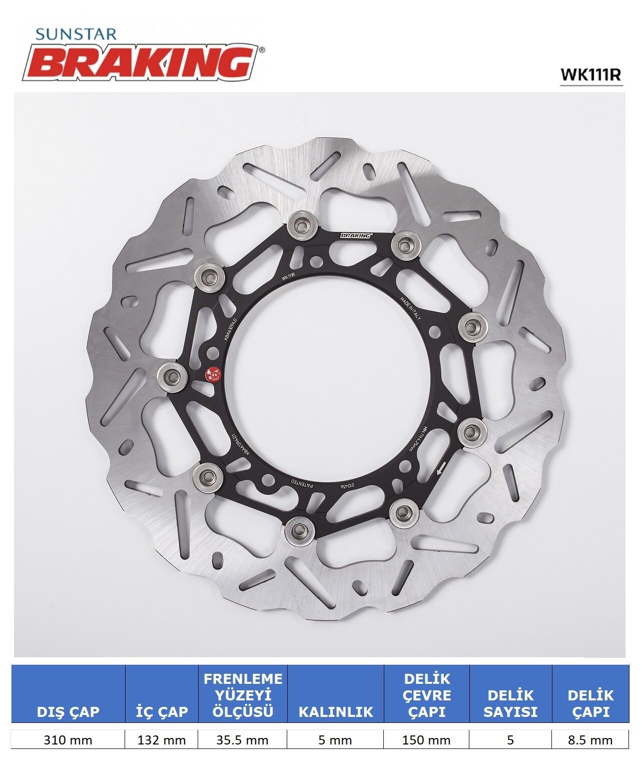 Yamaha YZF R6 600 YAMAHA R6 / FZ8 / XTZ 1200 DALGALI ÖN PERFORMANS FREN DİSKİ (SAĞ)