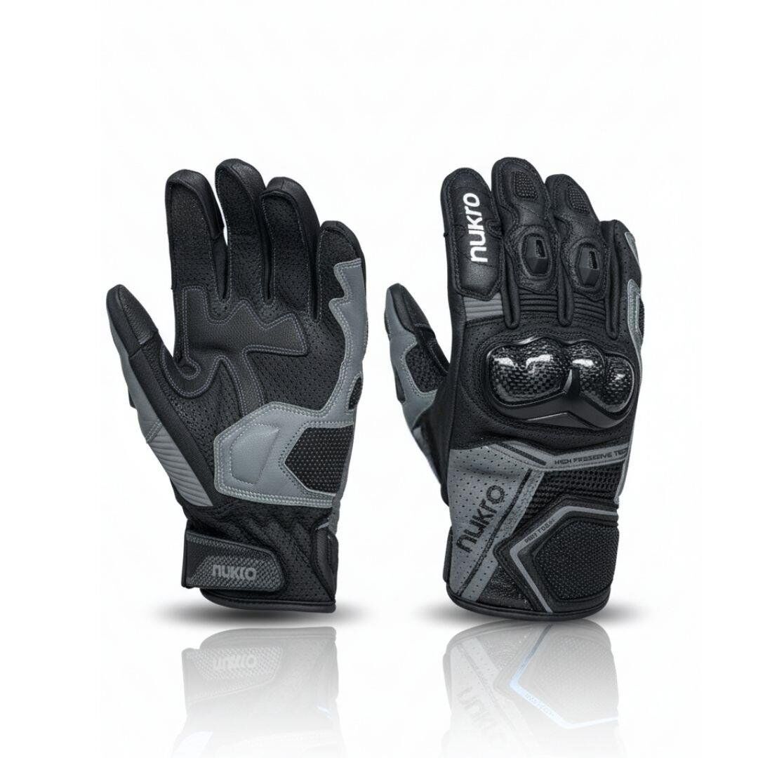 Nukro DRAVEN 3 Mevsim Deri Eldiven – Gri