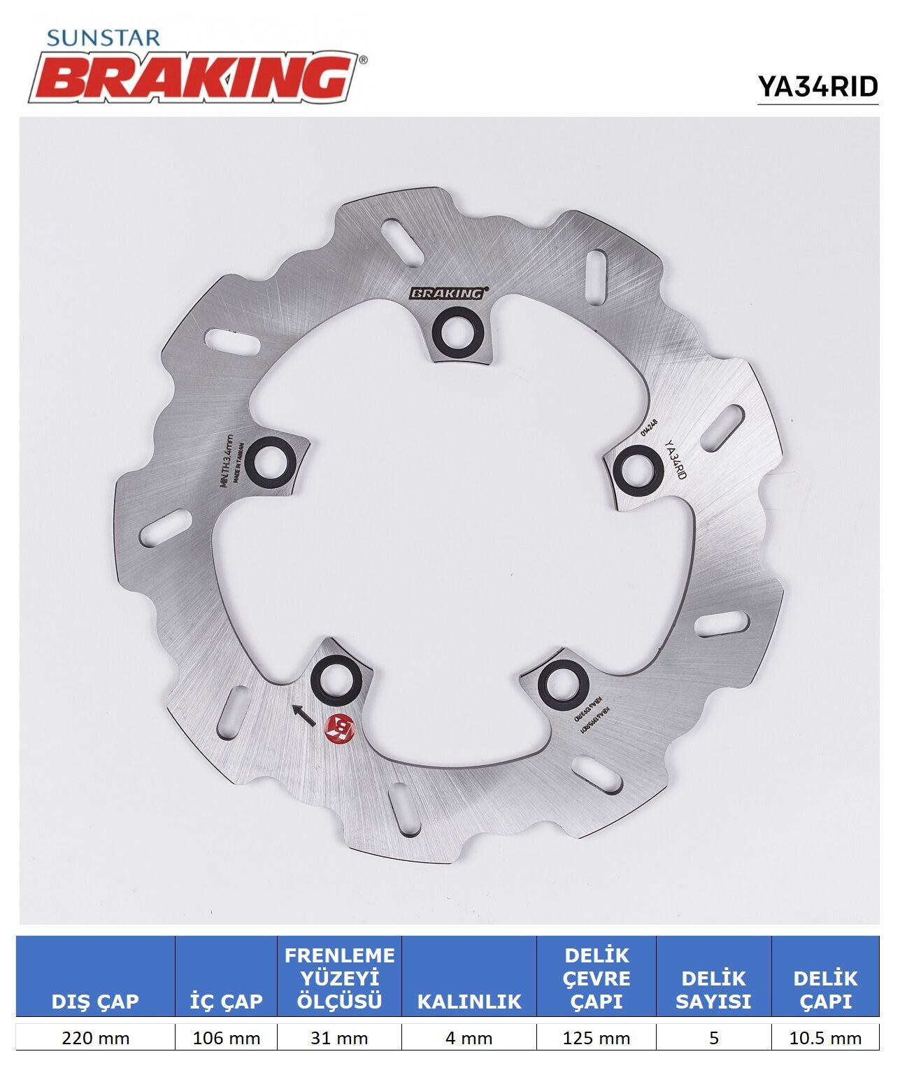 Yamaha YZF R6 S YAMAHA R6 / R1 / MT-10 DALGALI ARKA FREN DİSKİ