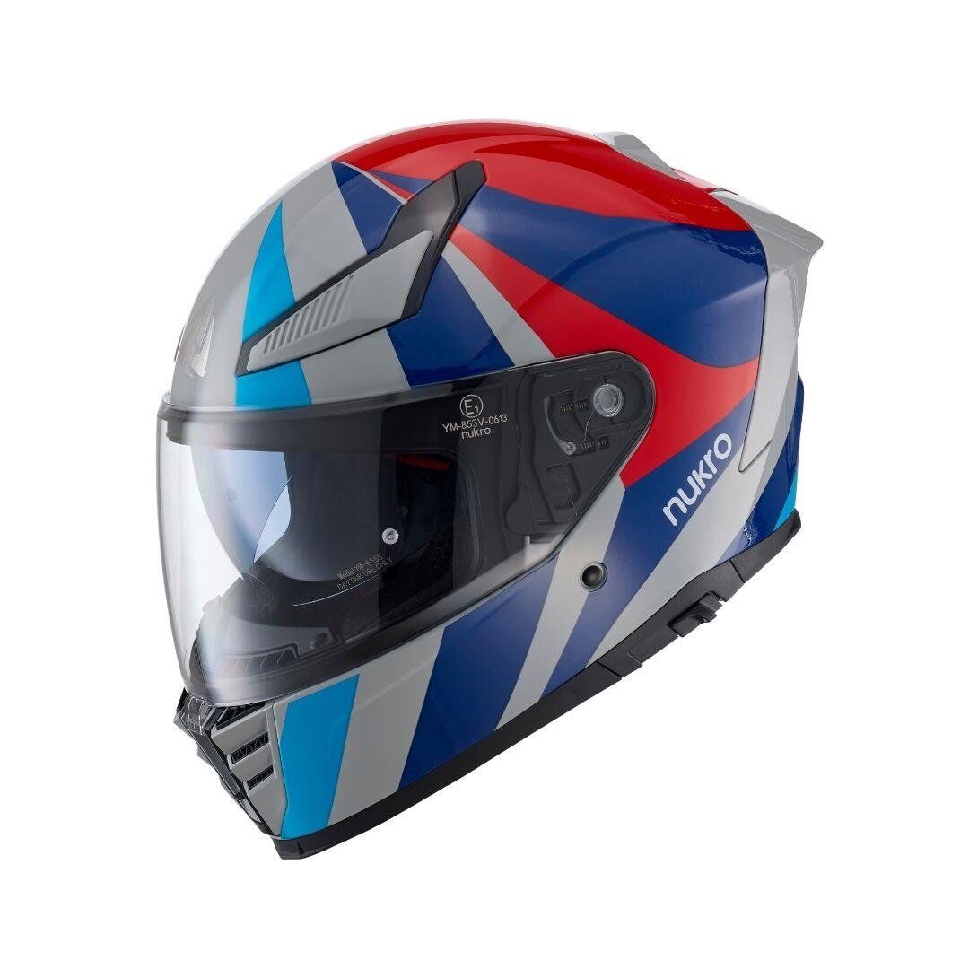 Nukro YM-853 AIX White Red Blue Kapalı Kask