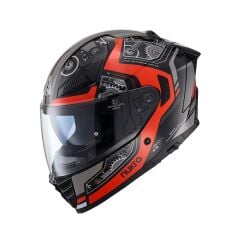 Nukro YM-853 Combat Red Black Kapalı Kask