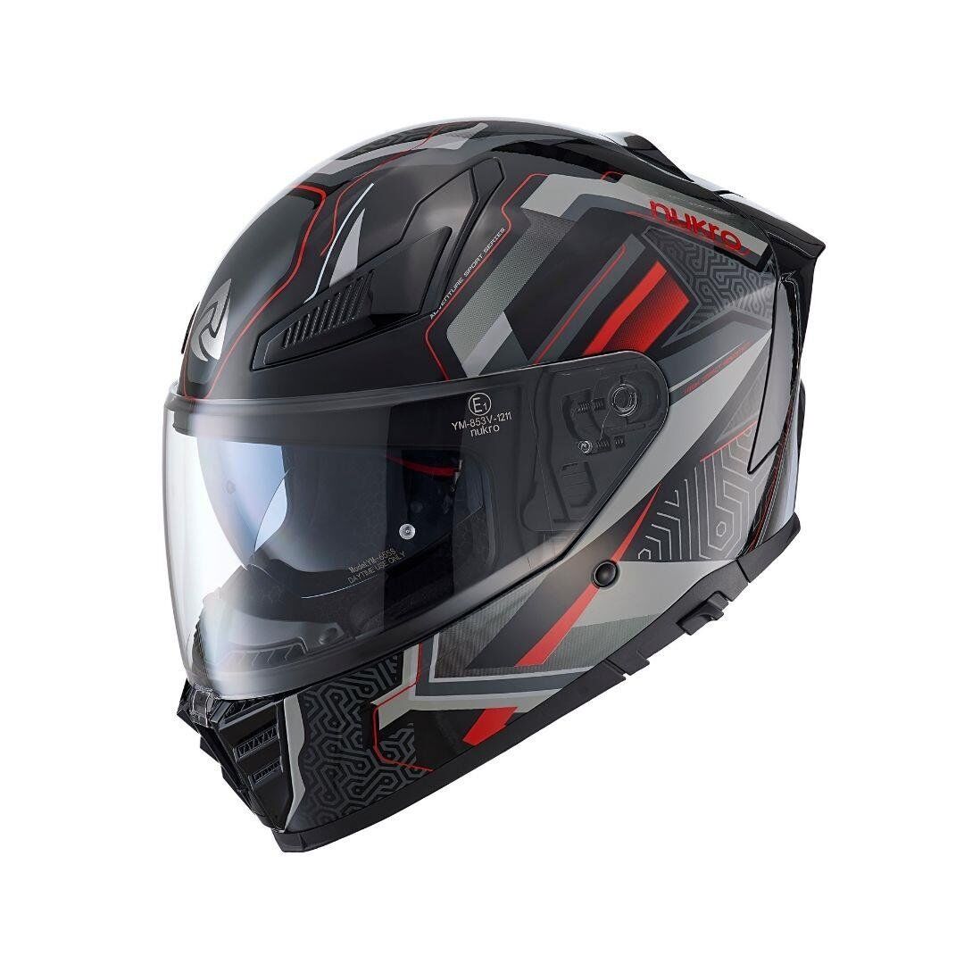 Nukro YM-853 Flash Red Black Kapalı Kask