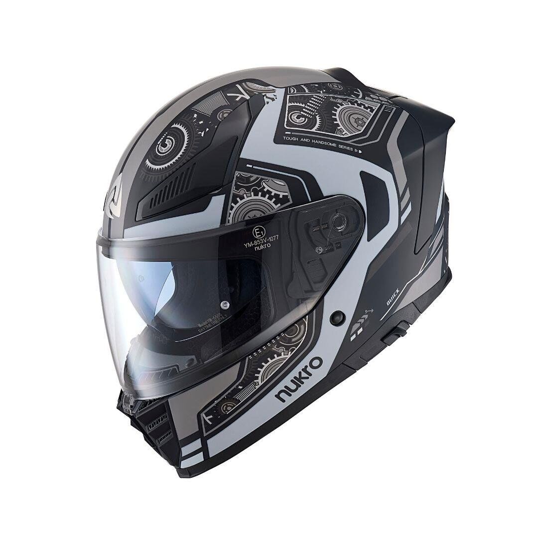 Nukro YM-853 Matt Combat Gray Black Kapalı Kask
