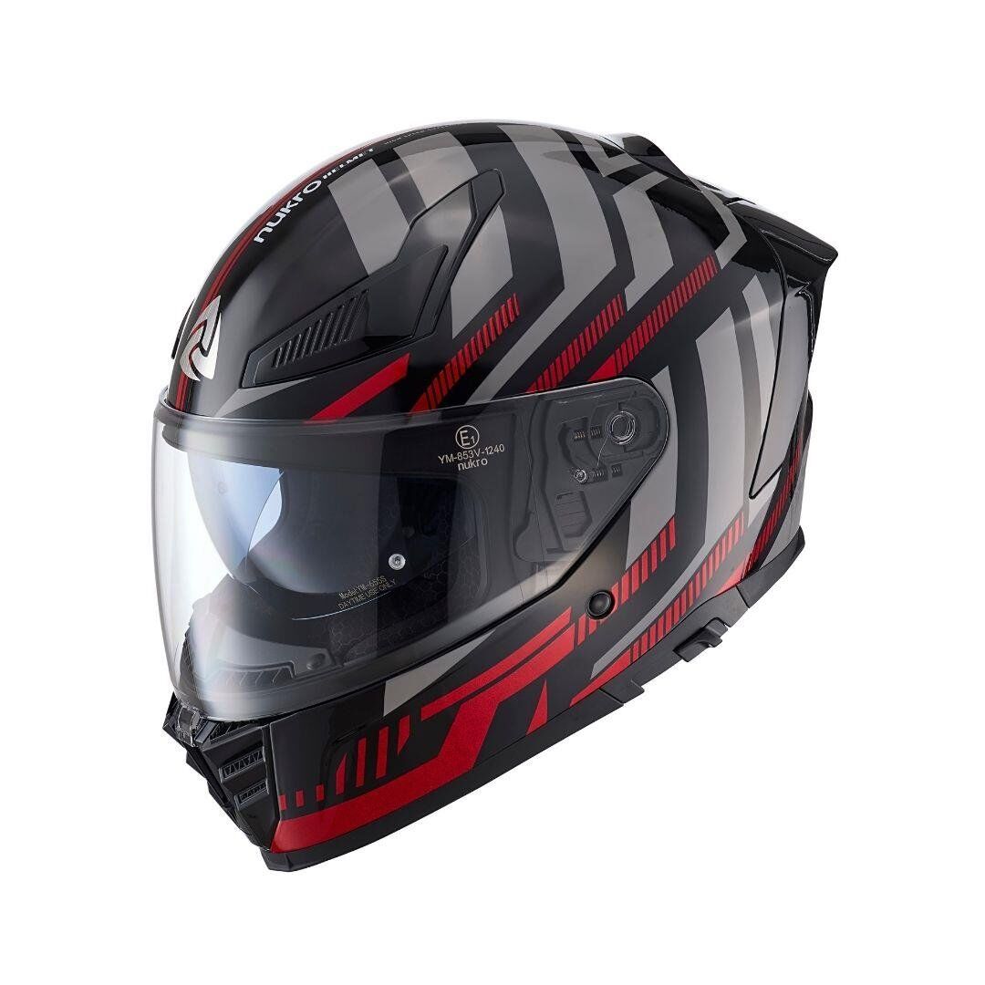 Nukro YM-853 Power Red Black Kapalı Kask
