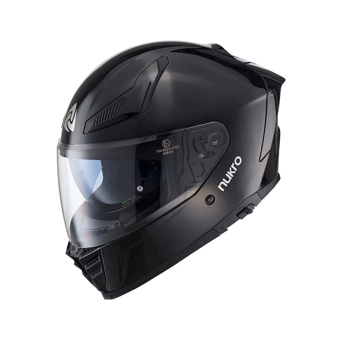 Nukro YM-853 Solid Gloss Black Kapalı Kask