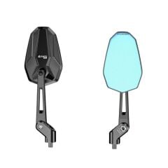 Nukrotech RM-201 Katlanabilir Alüminyum Motosiklet Dikiz Aynası – Mavi Cam - Hidrofobik Tasarım