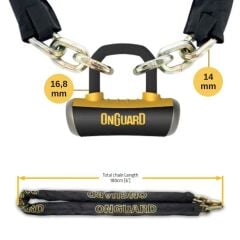 Onguard Mastiff  Zincir ve 16,8mm Boxxer Kilit 8016 LX 180cmX14mm