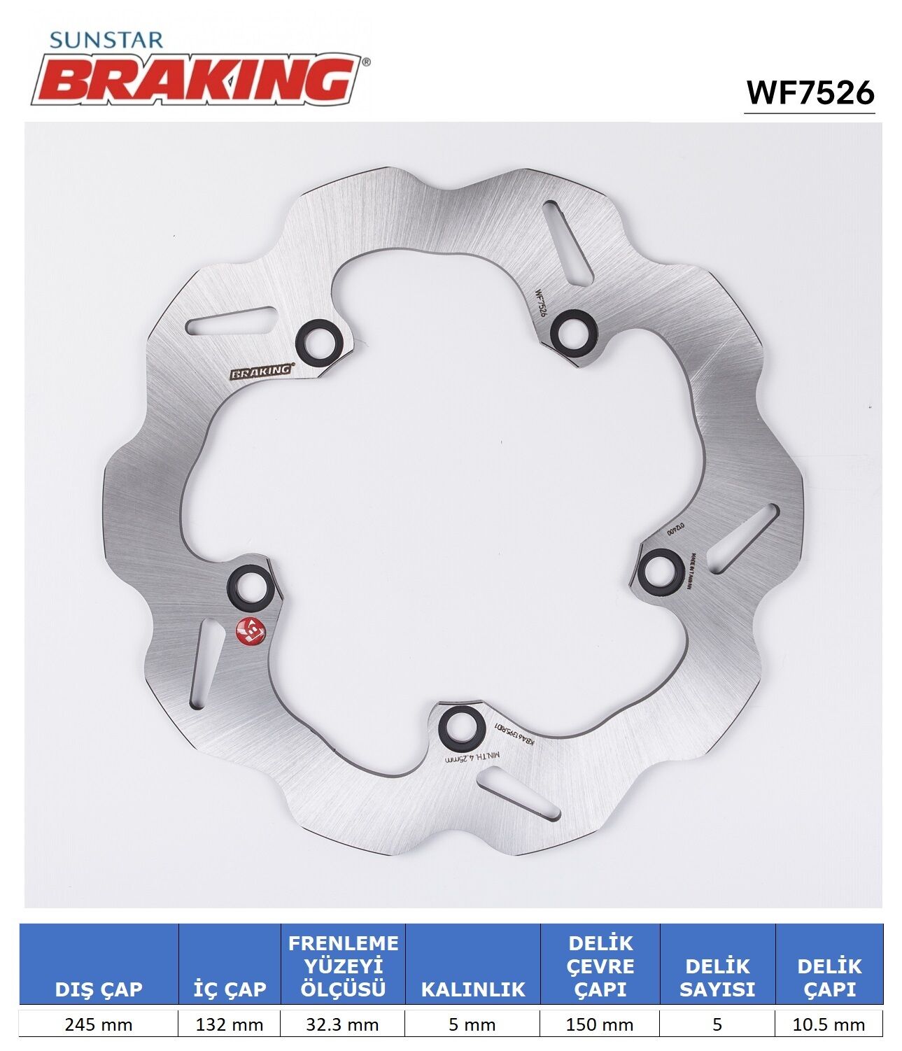 Yamaha XSR 900 YAMAHA MT-07 / XSR 700 / XTZ 700 / MT-09 / XSR 900 DALGALI ARKA FREN DİSKİ