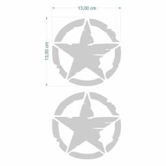 ARMY YILDIZ 13 X 13 cm GRİ STİCKER 2 Lİ