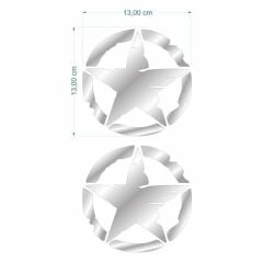 ARMY YILDIZ 13 X 13 cm NİKELAJ STİCKER 2 Lİ