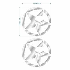 ARMY YILDIZ KURU KAFA 13 X 13 cm NİKELAJ STİCKER 2 Lİ