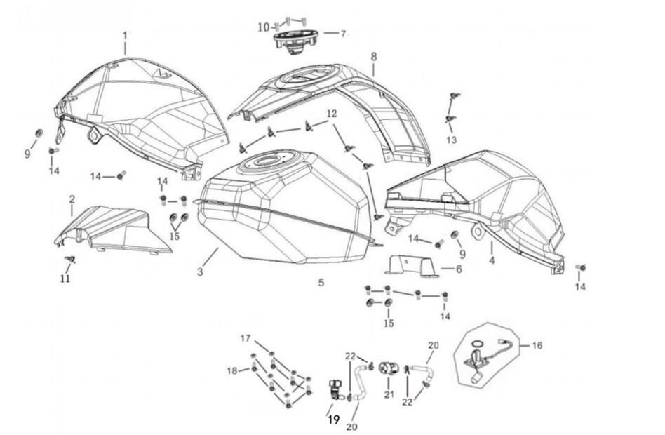 YUKİ GP-2 TARO 125 R YAKIT TANKI ORTA PLASTİK