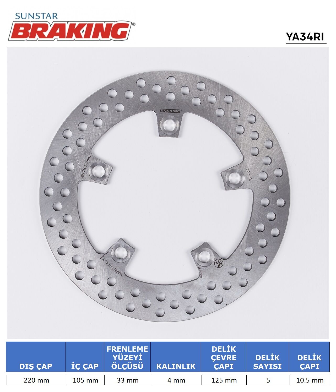 Yamaha MT-10 SP YAMAHA R6 / R1 / MT-10 YUVARLAK ARKA FREN DİSKİ