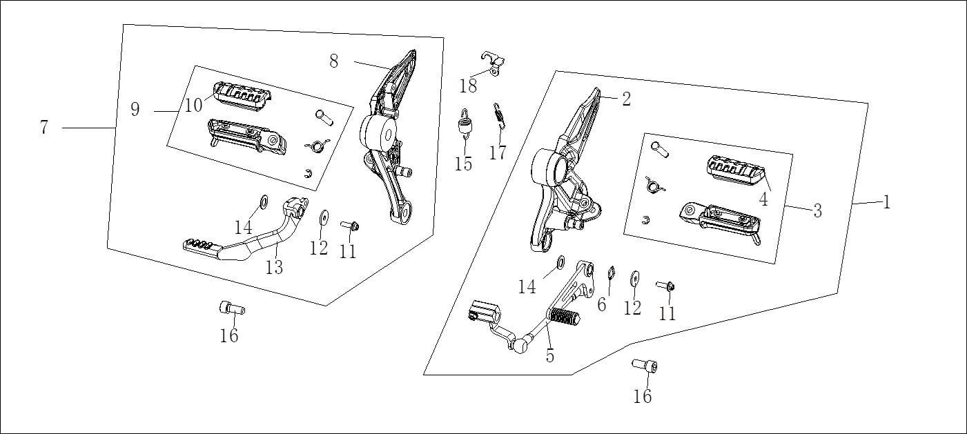 VOGE R125 SÜRÜCÜ BASAMAK SOL SET