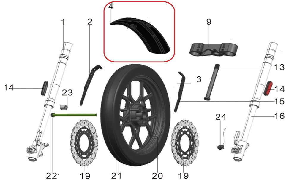 REGAL RAPTOR Pılder 125 Ön Çamurluk Siyah