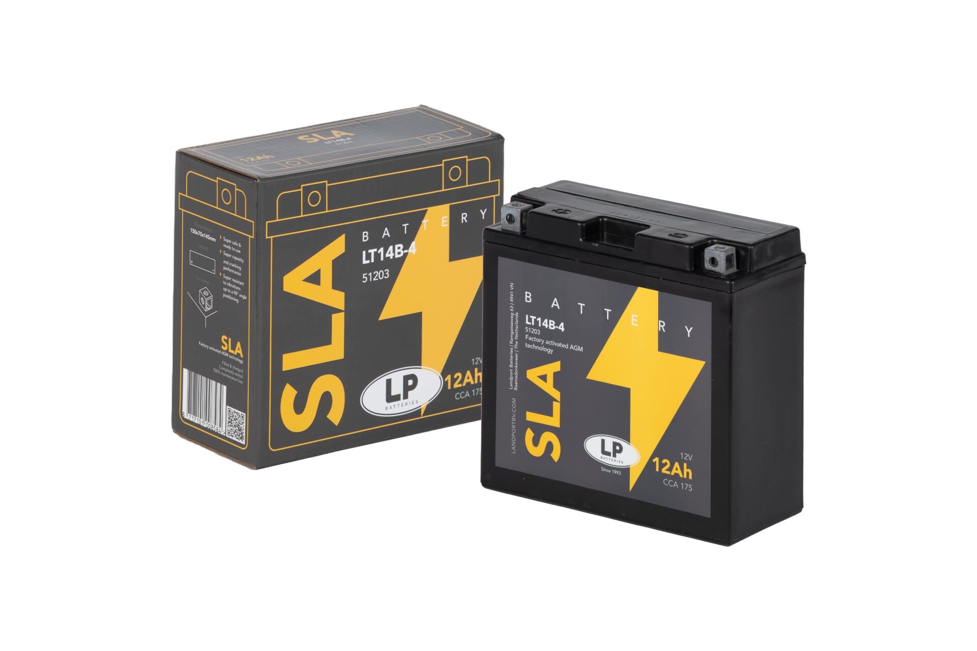SLA AKÜ (MB LT14B-4) / 12 A / KG: 4,14 / L:150 / W:70 / H:145 / CCA: 175 YT14B-SLA