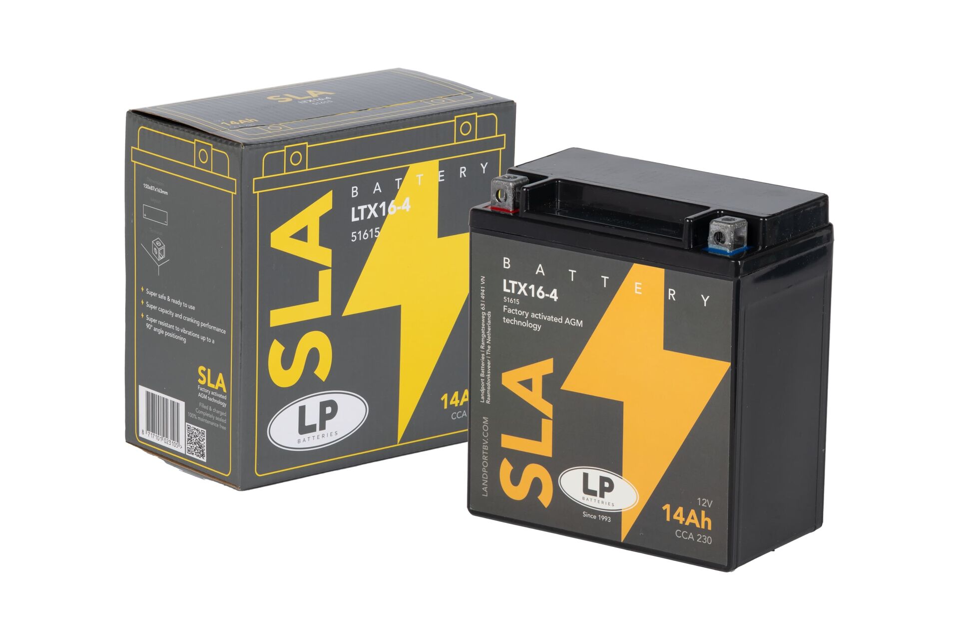 SLA AKÜ (MB LTX16-4) / 14 A / KG: 5 / L:150 / W:87 / H:163 / CCA: 230 YTX16-SLA