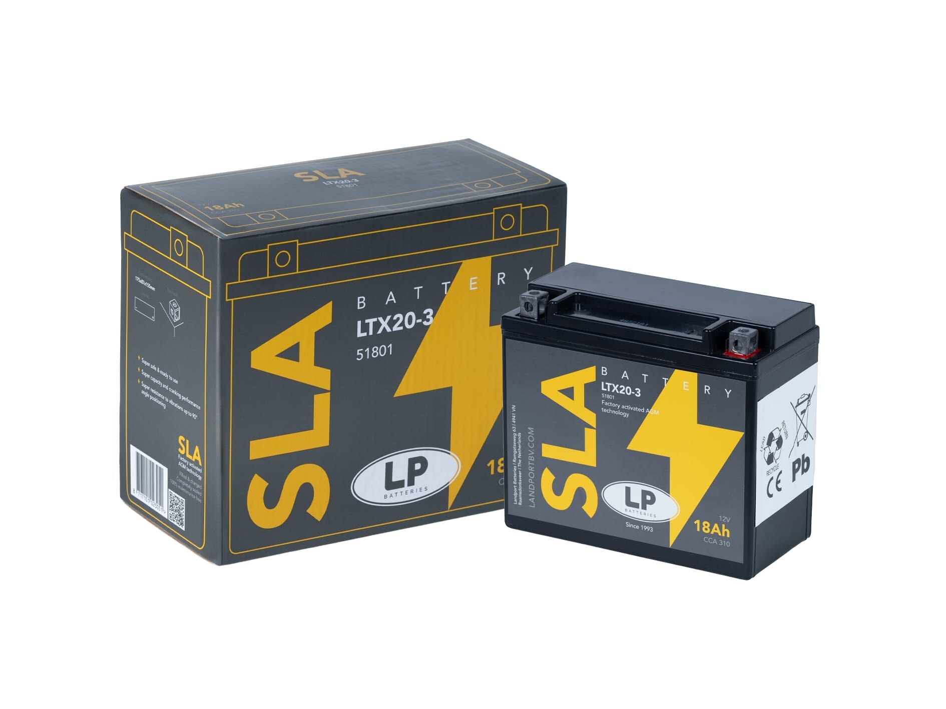 SLA AKÜ (MB LTX20-3) / 18 A / KG: 5,9 / L:175 / W:87 / H:155 / CCA: 310 YTX20L-SLA