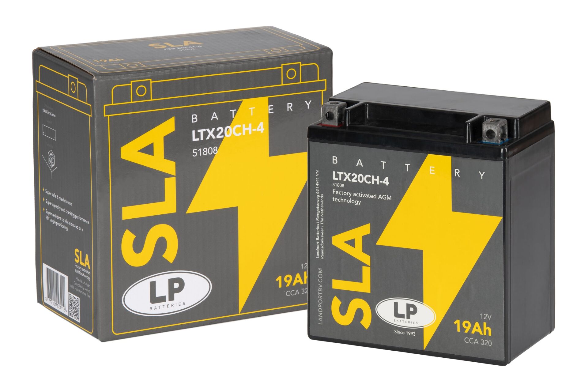 SLA AKÜ (MB LTX20CH-4) / 19 A / KG: 5,7 / L:150 / W:87 / H:163 / CCA: 320 YTX20CH-SLA