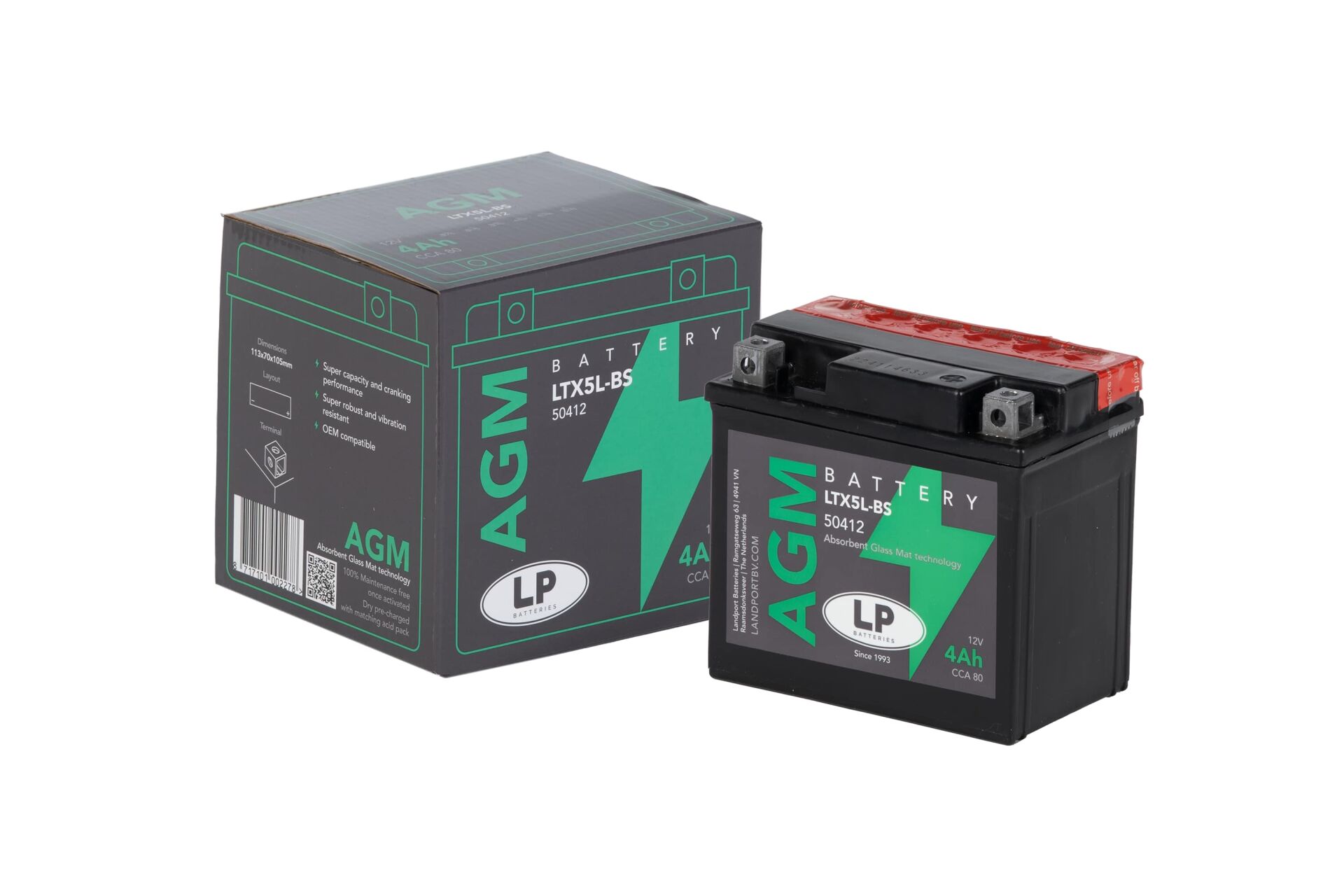 AGM AKÜ (LTX5L-BS) / 4 A / KG: 1,67 / L:113 / W:70 / H:105 CCA: 80 YTX5L-BS