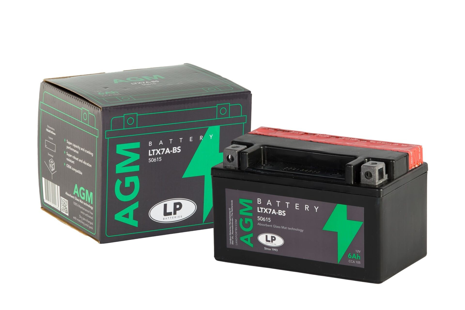 AGM AKÜ (LTX7A-BS) / 6 A / KG: 2,35 / L:150 / W:87 / H:93 CCA: 105 YTX7A-BS