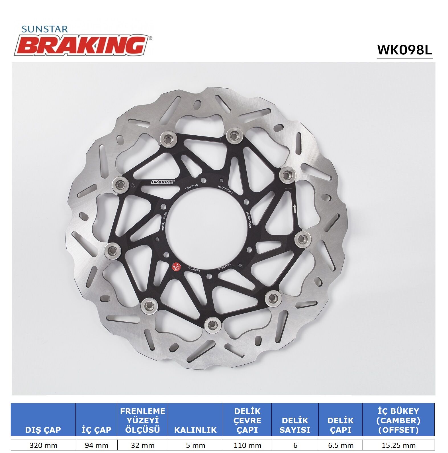 Honda CBR 1000RR HONDA CBR 1000RR DALGALI ÖN PERFORMANS FREN DİSKİ (SOL)