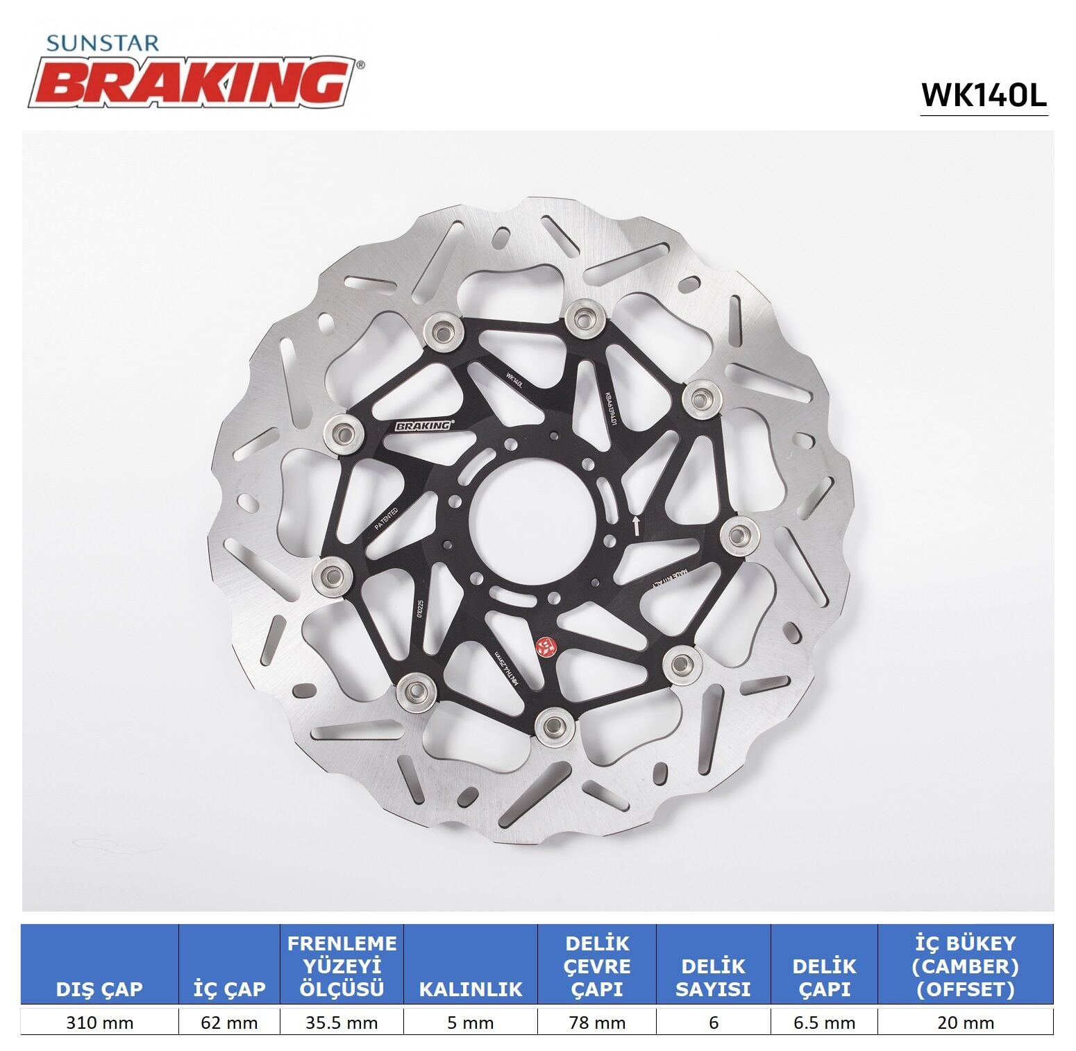 Honda CRF L Africa Twin / DCT HONDA CRF 1000-1100 / TRANSALP 750 DALGALI ÖN PERFORMANS FREN DİSKİ (SOL)