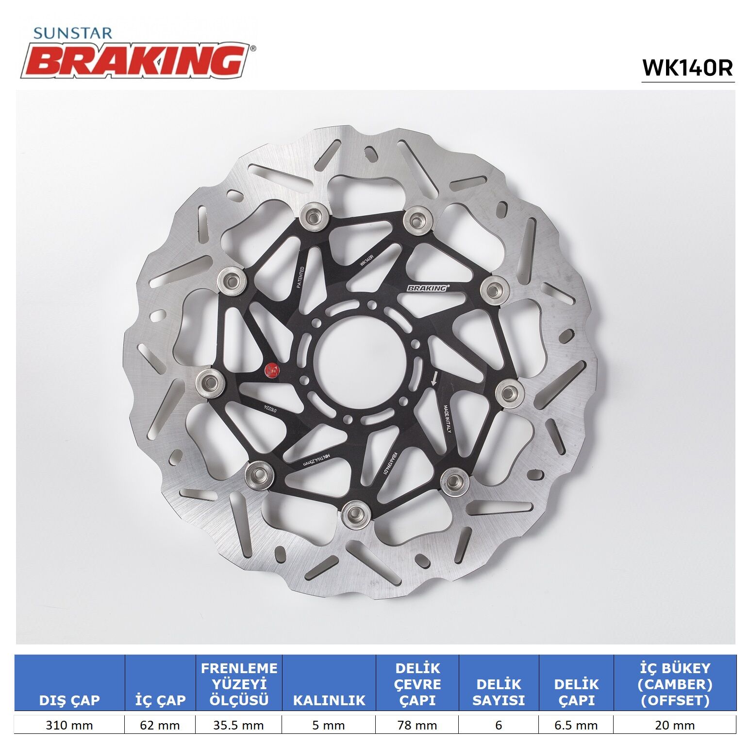 Honda CRF L Africa TwinN ADV / DCT HONDA CRF 1000-1100 / TRANSALP 750 DALGALI ÖN PERFORMANS FREN DİSKİ (SAĞ)