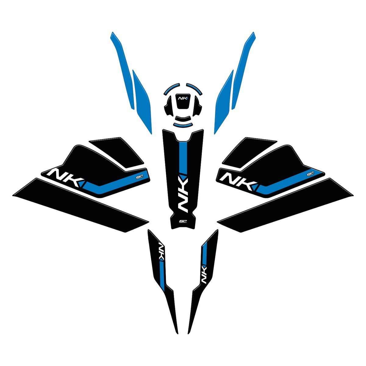 GP04020600302327 8683816023726 GP Kompozit CF Moto 250 NK 2023-2024 Uyumlu Full Pad Seti Mavi