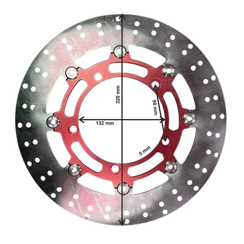 UNİVERSAL 320 mm X 132 mm X 5 mm SPOR ÖN DİSK KIRMIZI