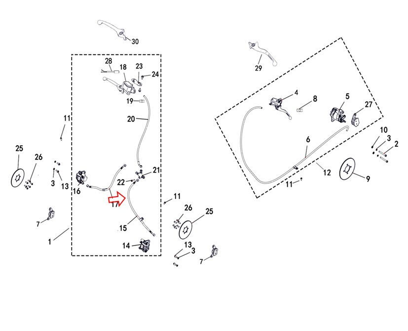 REGAL RAPTOR M210 Ön Fren Hidrolik Hortumu Sol