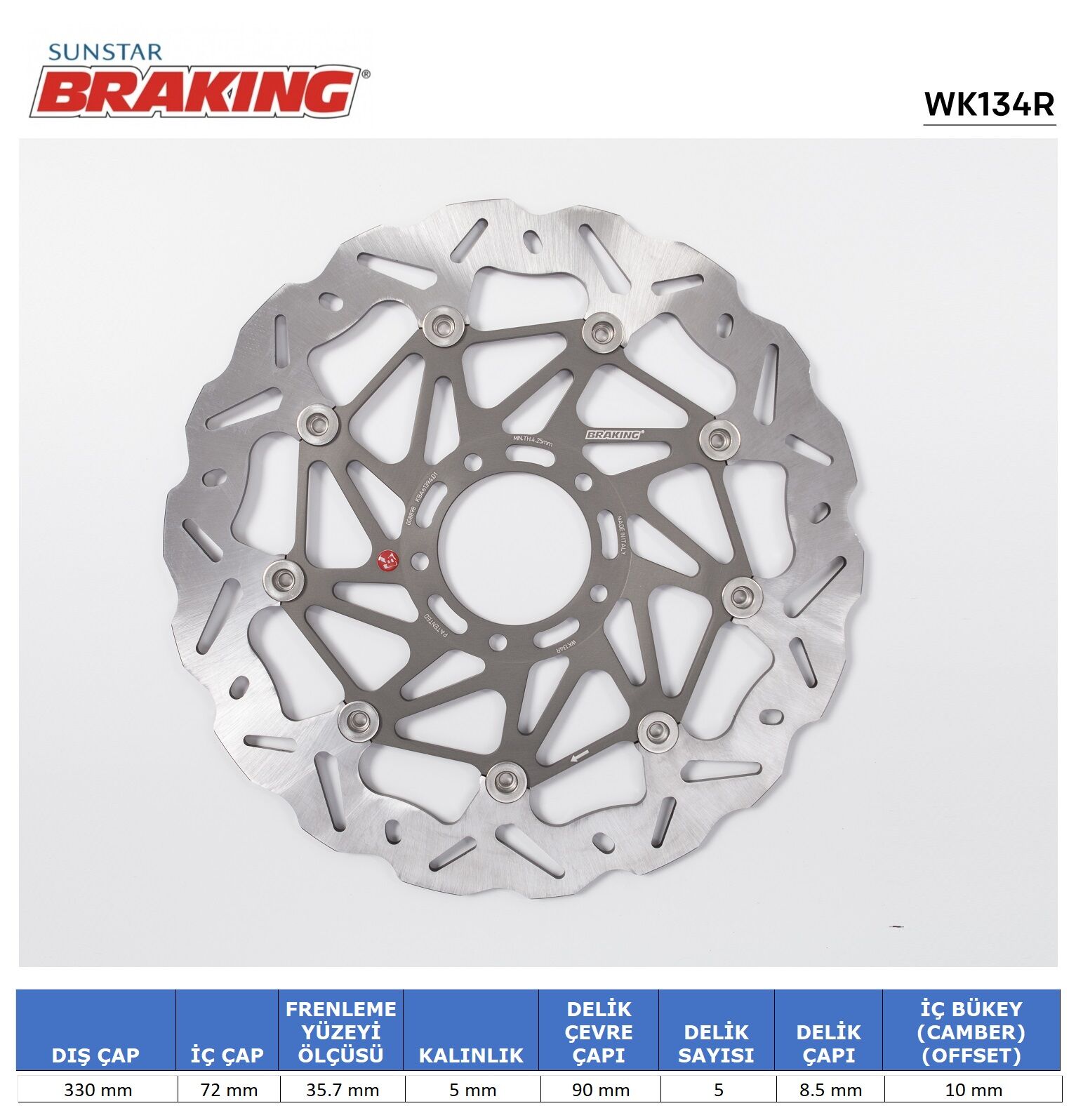 Ducati MULTISTRADA PIKES PEAK 1260 DUCATI MOSTER 1200 / MULTISTRADA 1200-1260 S / PIKESPEAK DALGALI ÖN PERFORMANS FREN DİSKİ (SAĞ)