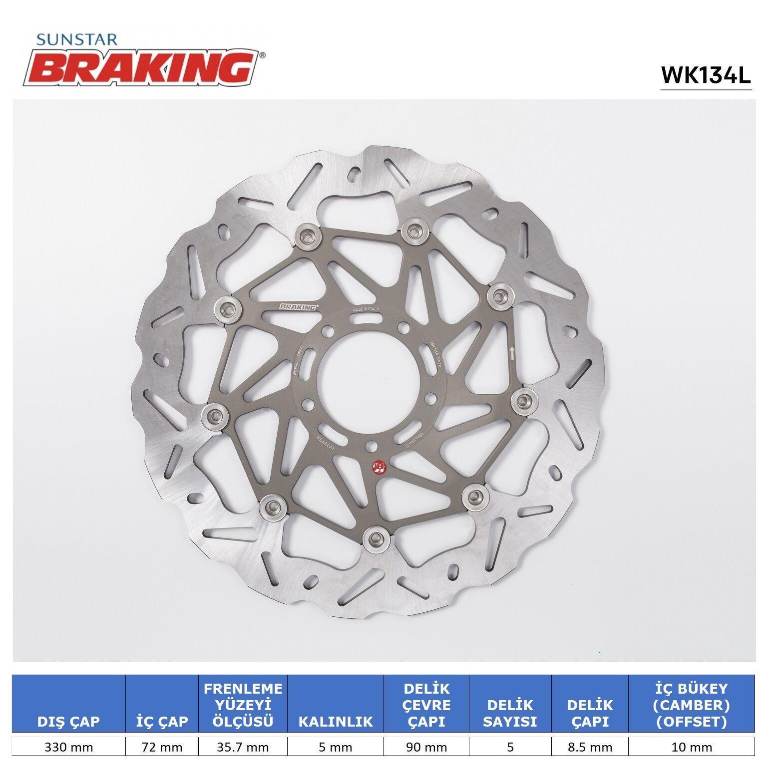 Ducati MULTISTRADA S 1260 DUCATI MOSTER 1200 / MULTISTRADA 1200-1260 S / PIKESPEAK DALGALI ÖN PERFORMANS FREN DİSKİ (SOL)